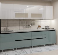 Bucătărie Bafimob Gola-5 Glass (High Gloss) 2.8m White/Grey/Green