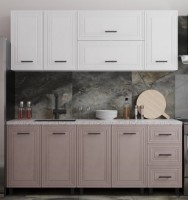 Bucătărie ML-Mobila Eva 2.0 Alb/Cappuccino luciu/Alb luciu