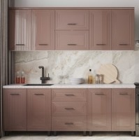 Bucătărie ML-Mobila Eva 2.20 Alb/Cappuccino luciu