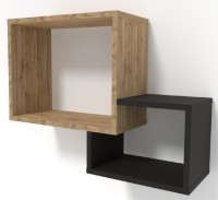 Raft de perete Smartex RD7 Negru/Stejar Închis