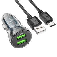 Încărcător auto Hoco Z47 Transparent + Type-C Black