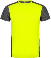 Мужская футболка Roly Zolder 6653 Fluor Yellow/Heather Black XL
