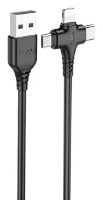 Cablu USB Hoco X77 Jewel 3-in-1 USB to Lightning/Micro/Type-C Black