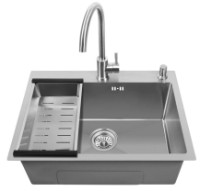 Chiuvetă de bucătărie cu baterie, dozator și picurător Fabiano 60x45 Satin