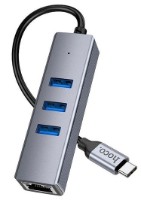Хаб Hoco HB34 Easy Link Type-C Metal Gray