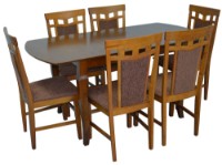 Set masă și scaune Evelin HV-29V Burnish + 6 Deppa R Burnish/F-789 Brown