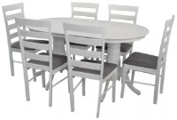 Set masă și scaune Evelin HV-24V White + 6 Gloria White/NV-10WP Grey