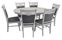 Комплект для столовой Evelin Capella V White + 6 HV-3167 White/NV-10WP Grey