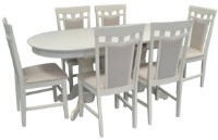 Set masă și scaune Evelin HV-31N Cream Light + 6 Deppa R Cream Light/NV-1WP Grey