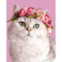 Tablou pe numere Strateg Кошка с венком (GS1601)