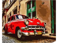 Картина по номерам Strateg Красная ретро машина (SS1063)