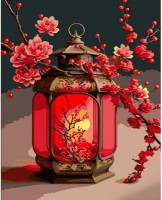 Картина по номерам Strateg Красный фонарик (DY407)