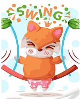 Картина по номерам Strateg Лисенок на качелях (SS1074)