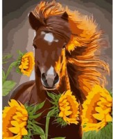 Картина по номерам Strateg Лошадь среди подсолнечников (GS975)