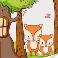 Tablou pe numere Strateg Милая семья лис (ES0873)