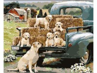 Картина по номерам Strateg Собачья семья на ферме (GS1620)