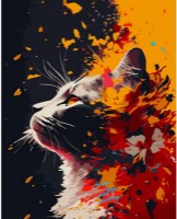 Картина по номерам Strateg Цветочный кот (GS909)