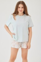 Pijama Ajoure T23613 Mint/Print Flowers, s.M