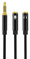 Кабель XO NB-R197 2 in 1 3.5mm to audio+microphone Black