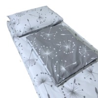 Lenjerie de pat pentru copii ES 160x80cm Dandelions White/Grey 3pcs