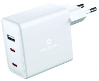 Încărcător Swissten GaN 2xUSB-C + 1xUSB 70W White