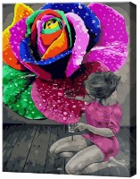 Картина по номерам Art Gallery Econom Разноцветная роза и девушка EX8198