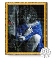 Алмазная картина по номерам Art Gallery Premium Кудрявая красавица  в серых оттенках GA79738