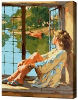 Tablou pe numere Art Gallery Premium Necunoscută pe pervaz GX46530