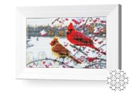 Pictura cu diamante după numere Art Gallery Premium Păsări pe scoruș JS26247