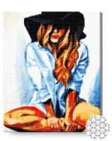 Алмазная картина по номерам Art Gallery Premium Таинственная блондинка в шляпе GA80790