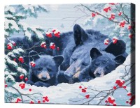 Tablou pe numere Art Gallery Premium Familia de urși în pădurea iarnă EX7488