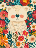 Картина по номерам Brushme Медвежонок в цветах KBS0159