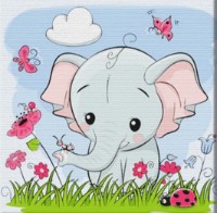 Картина по номерам Art Gallery Premium Слоненок на лугу BX2870