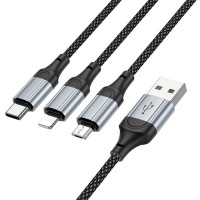 Cablu USB Hoco X102 Fresh 3-in-1 Black