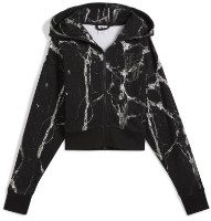 Hanorac damă Puma Hoops X Lafrance Written In Chrome Crop Hoodie Puma Black/White Aop, s.XL