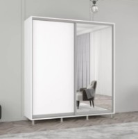 Dulap cu uşi glisante Mobildor-Lux Aron-P Chipboard/Mirror 190x230 White (00010614)