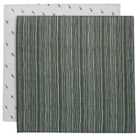 Пелёнки Jollein Stripe & Olive Leaf Green GOTS 2pcs (535-851-66094)