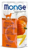 Влажный корм для кошек Monge Supreme Adult Tuna/Pumpkin/Baby Corn 80g