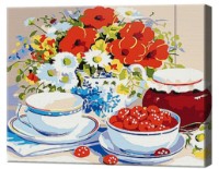 Картина по номерам Art Gallery Premium 20x30cm Цветы и чай с вареньем (CX4211)