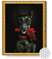 Pictura cu diamante după numere Art Gallery Premium Doberman înfricoșător 40x50cm (GA84577)