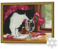 Алмазная картина по номерам Art Gallery Premium Кошка-аристократка 40x50cm (QB203479)