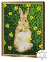 Алмазная картина по номерам Art Gallery Premium Кролик среди нарциссов 40x50cm (QB204364)