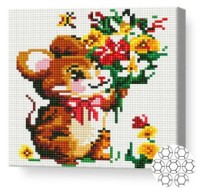 Алмазная картина по номерам Art Gallery Premium Мышка с полевыми цветами 20x20cm (BJ369)