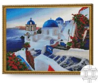Алмазная картина по номерам Art Gallery Premium Санторини на закате 40x50cm (QB204691)