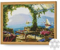Алмазная картина по номерам Art Gallery Premium Терраса с видом на море 40x50cm (QB202236)