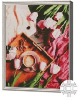 Алмазная картина по номерам Art Gallery Premium Тюльпаны и кофе 40x50cm (QB206039)