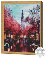 Алмазная картина по номерам Art Gallery Premium Цветущая улочка города 40x50cm (QB206043)