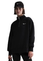 Женская толстовка Nike W Nsw Phnx Flc Os Long Qz Black/Sail, s.M