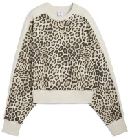 Женская толстовка Puma T7 Leo Luxe Aop Over-Oversized Crew Tr Alpine Snow/Ice Coffee, s.XS