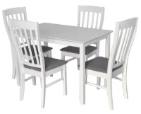 Комплект для столовой Evelin Gloria White + 4 Wenyl White/NV-10WP Grey